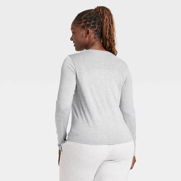 Medium - Womens Seamless Long Sleeve Top - All In Motion - Heathered Gray - Picture 8 of 8